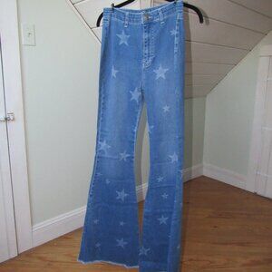 Nasty Gal Blue Star Print Flared Jeans